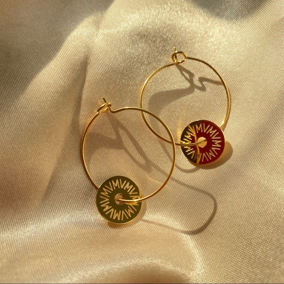 18K Goldplated Charm Hoops Earrings - Picture 7 of 13